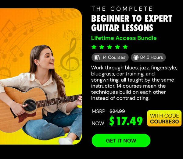 The Complete Beginner to Expert Guitar Lessons Bundle