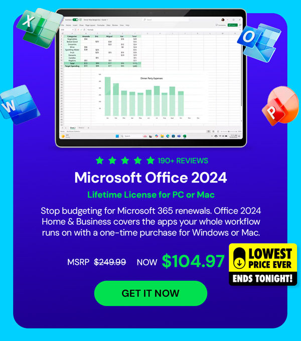 Microsoft Office 2024 Home & Business for Mac or PC Lifetime License