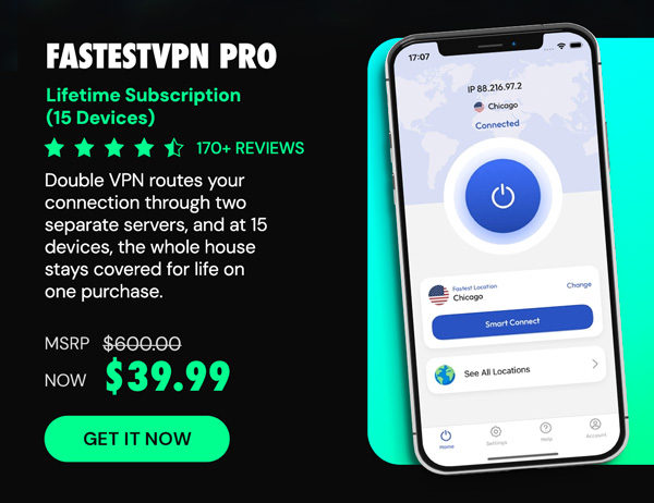 FastestVPN PRO: Lifetime Subscription (15 Devices)