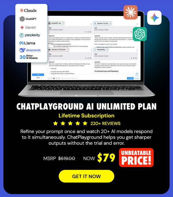 ChatPlayground AI: Lifetime Subscription (Unlimited Plan)
