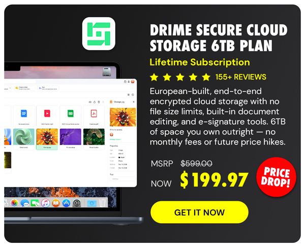 Drime Secure Cloud Storage: Lifetime Subscription (Advanced Plan/6TB)