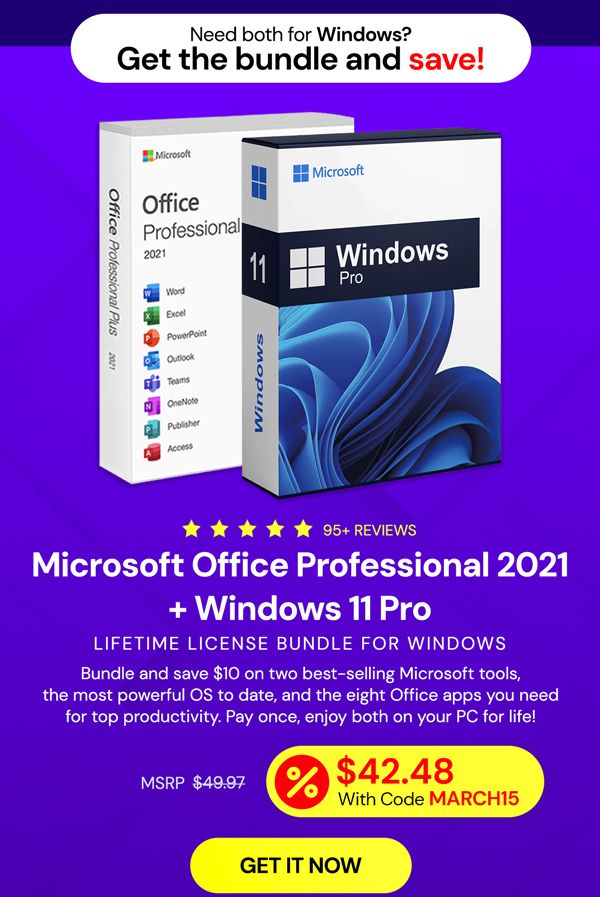 The Ultimate Microsoft Office Professional 2021 for Windows: Lifetime License + Windows 11 Pro Bundle