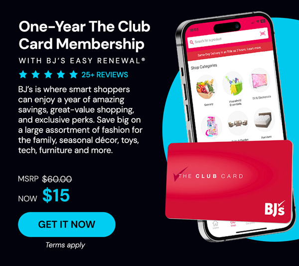 One-Year The Club Card Membership with BJ’s Easy Renewal® (Terms Apply)