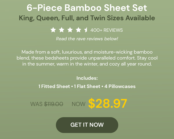 6-Piece Bamboo-Blend Comfort Luxury Sheet Set (White/Queen)