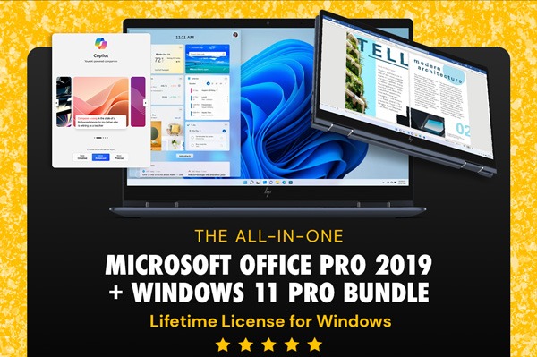 The All-in-One Microsoft Office Pro 2019 for Windows: Lifetime License + Windows 11 Pro Bundle