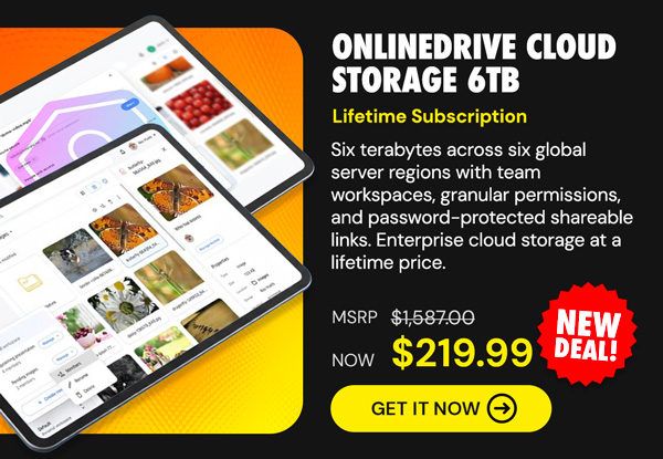 OnlineDrive Cloud Storage: Lifetime Subscription (Enterprise Plan/6TB)