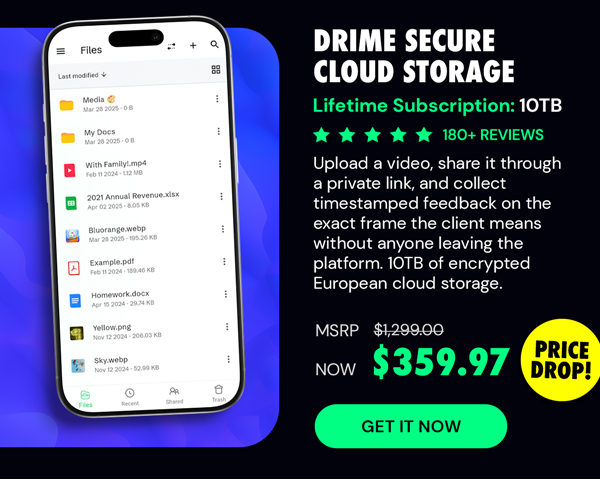Drime Secure Cloud Storage: Lifetime Subscription (Advanced++ Plan/10TB)