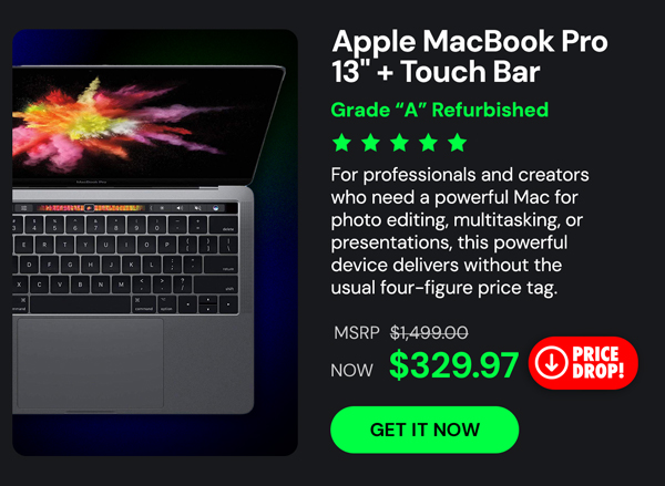 Apple MacBook Pro 13" Touchbar (2017) 3.1GHz i5 8GB RAM 512GB SSD Space Gray (Refurbished)