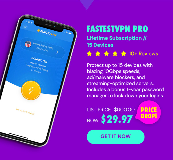FastestVPN PRO: Lifetime Subscription (15 Devices)