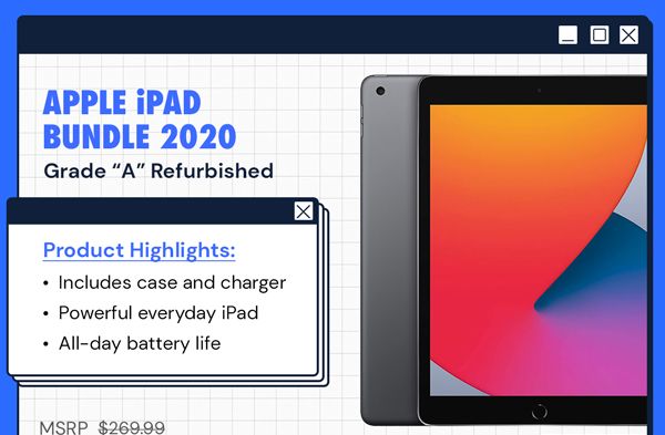 Apple iPad (2020) 8th Gen 32GB Wi-Fi Space Gray with Case & Charger (Refurbished)