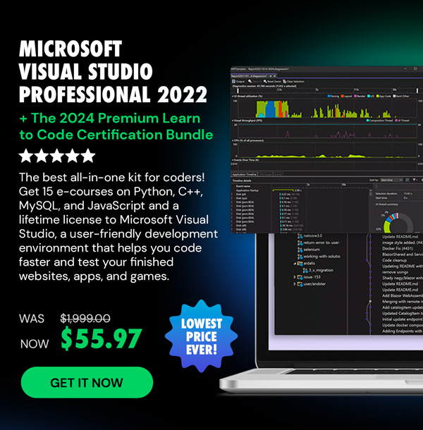 Microsoft Visual Studio Professional 2022 + The 2024 Premium Learn to Code Certification Bundle