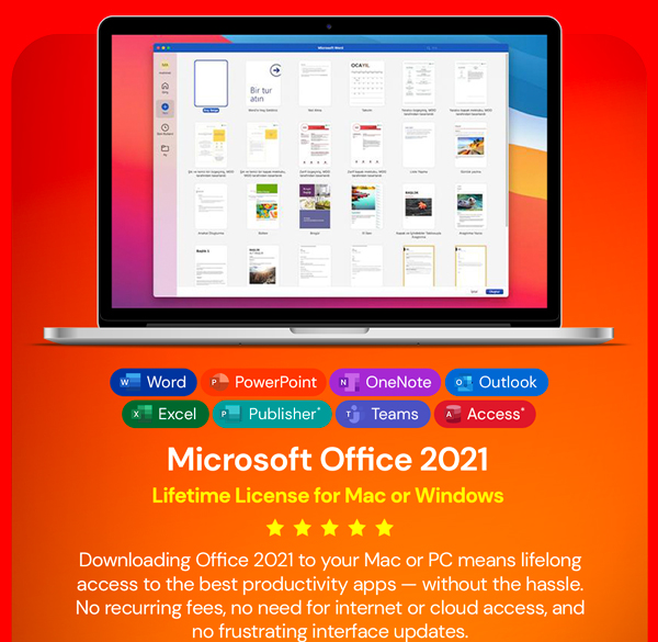 Microsoft Office 2021 for Windows or Mac: Lifetime License