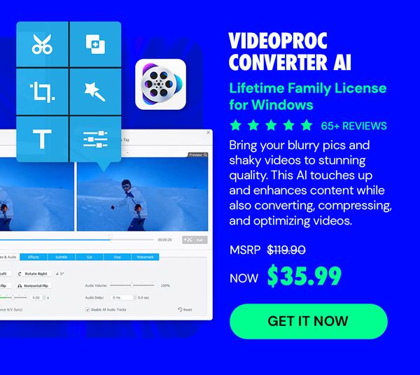 VideoProc Converter AI: Lifetime Family License (For Windows)