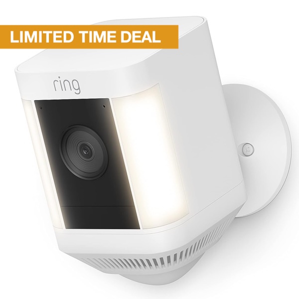 Ring Spotlight Cam Plus, Battery | Two-Way Talk, Color Night Vision, and Security Siren (2022 release) - White
