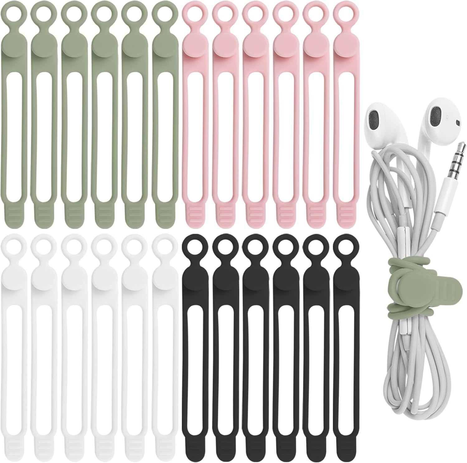 24Pcs Silicone Cable Straps