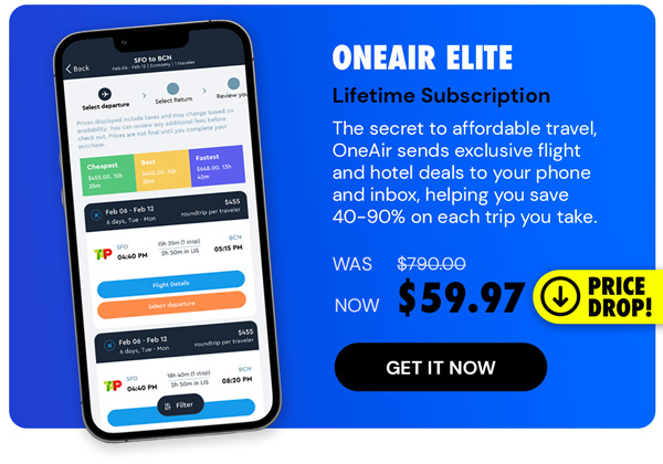 OneAir Elite Plan: Lifetime Subscription (Save Big on Flights, Hotels & More)