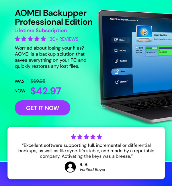 AOMEI Backupper Professional Edition: Lifetime Subscription