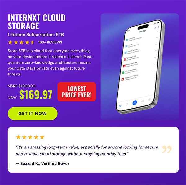Internxt Cloud Storage: Lifetime Subscription (5TB Plan)