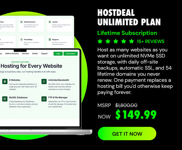 Hostdeal Unlimited Plan: Lifetime Subscription