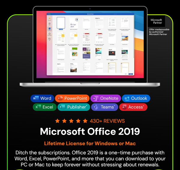 Microsoft Office 2019 for Windows or Mac
