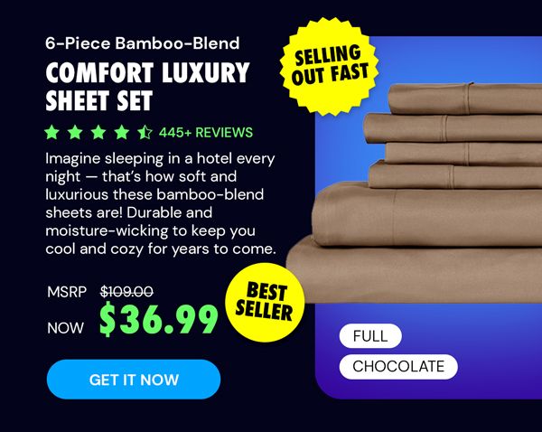 6-Piece Bamboo-Blend Comfort Luxury Sheet Set (White/Queen)