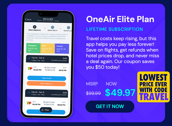 OneAir Elite Plan: Lifetime Subscription (Save Big on Flights, Hotels & More)