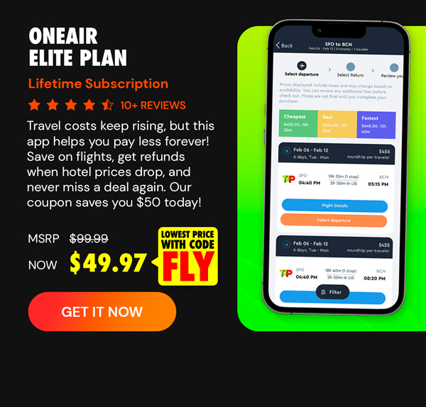 OneAir Elite Plan: Lifetime Subscription (Save Big on Flights, Hotels & More)