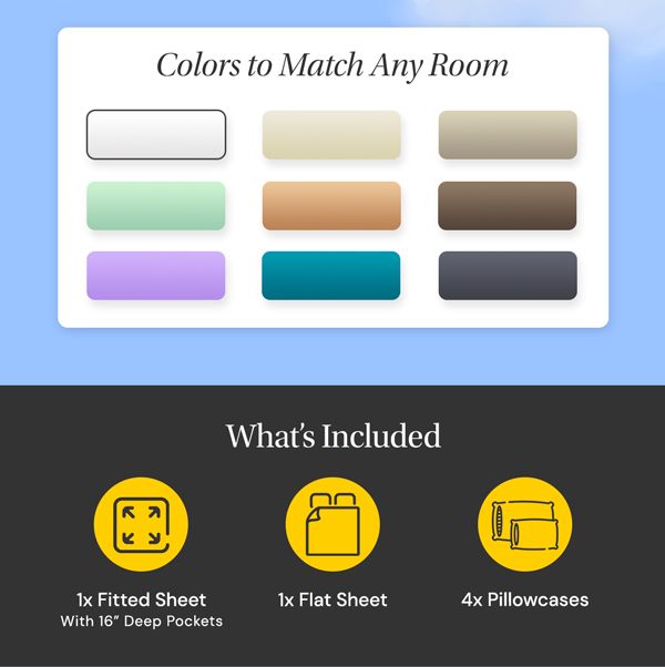 6-Piece Bamboo-Blend Comfort Luxury Sheet Set in a Variety of Sizes and Colors