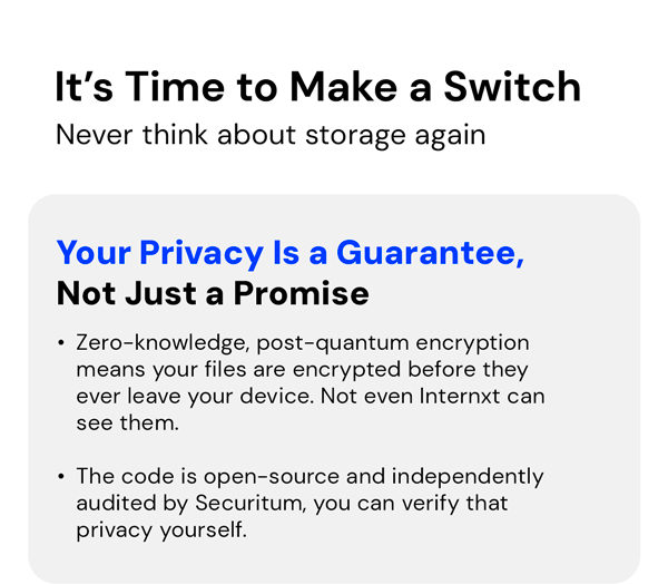 Internxt Cloud Storage Lifetime Subscription: 2TB to 100TB Plans