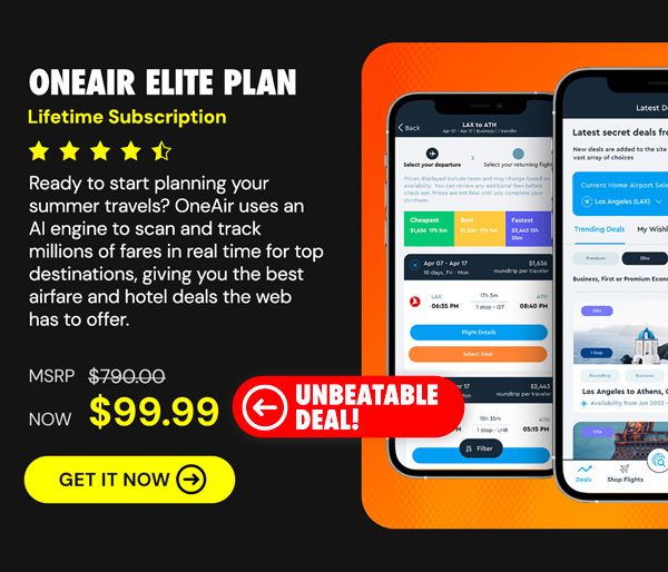 OneAir Elite Plan: Lifetime Subscription (Save Big on Flights, Hotels & More)