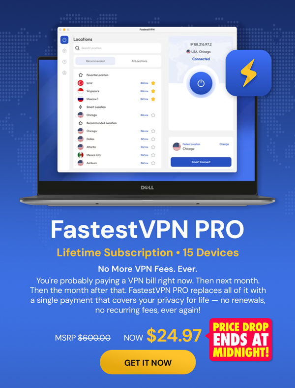 FastestVPN PRO: Lifetime Subscription (15 Devices)