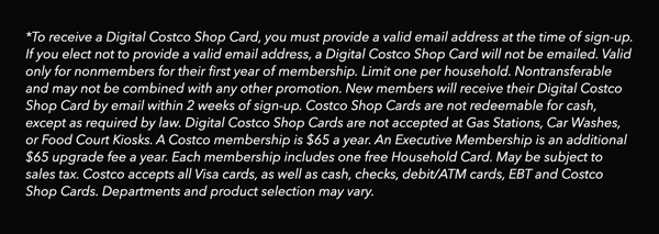 Digital Costco Shop Card Disclaimer | Terms & Conditions Apply - See Website For Details