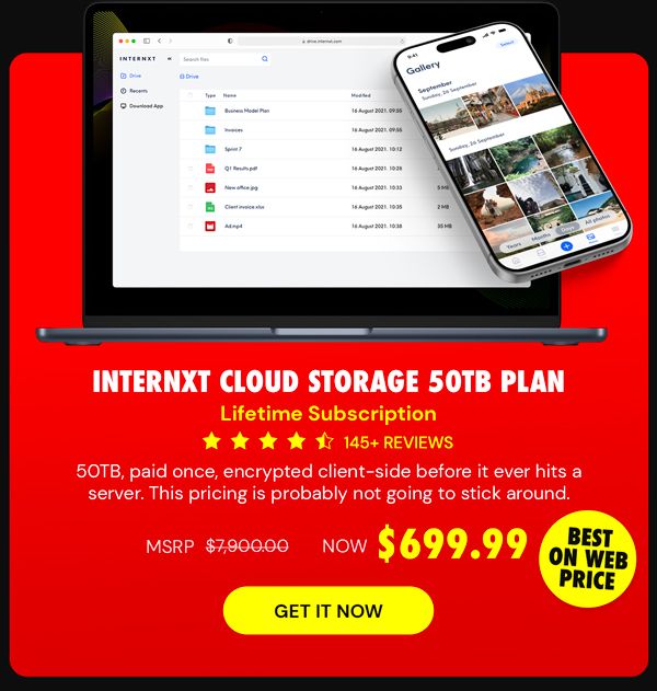 Internxt Cloud Storage Lifetime Subscription (50TB)