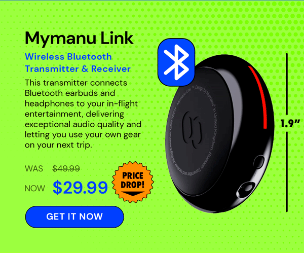 Mymanu Link - Wireless Bluetooth Transmitter & Receiver for Planes, Gyms, Vehicles, Gaming and more!