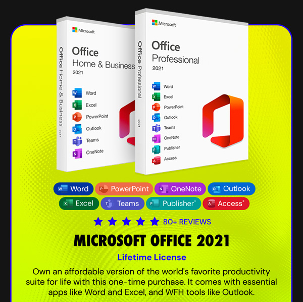 Microsoft Office 2021 for Windows or Mac: Lifetime License