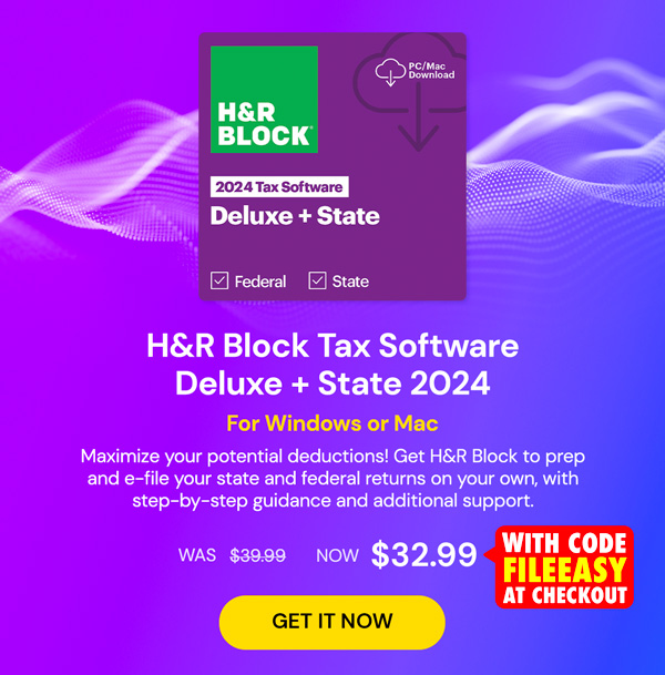 H&R Block Tax Software Deluxe + State 2024 for Windows/Mac [Online Code]