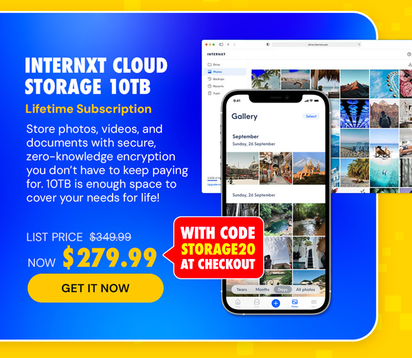 Internxt Cloud Storage Lifetime Subscription: 10TB Plan