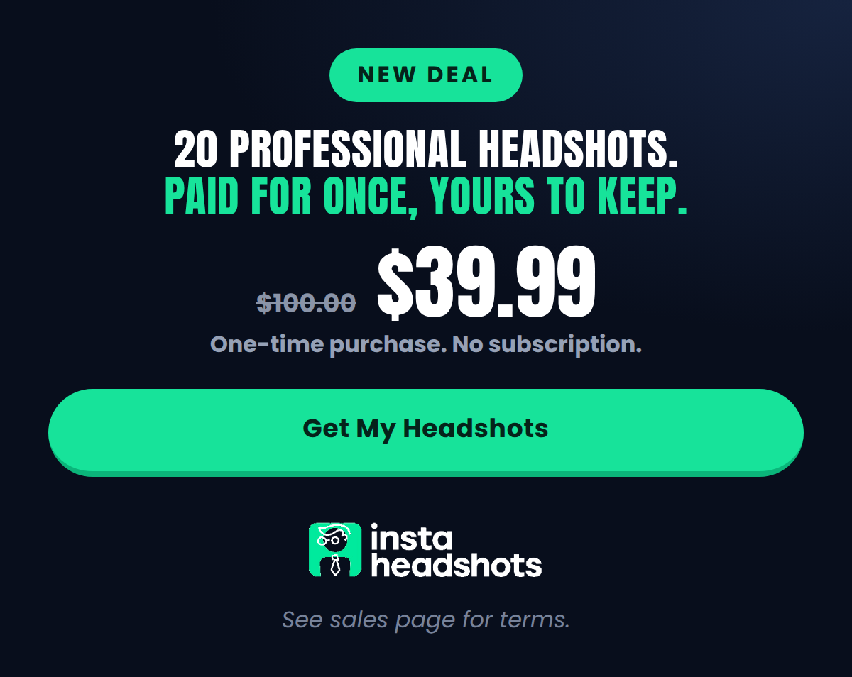 InstaHeadshots AI Headshot Generator Starter Plan: One-Time Purchase