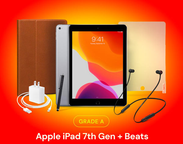 Apple iPad 7th Gen (2019) WiFi Only Bundle with Beats Flex Headphones (Refurbished)