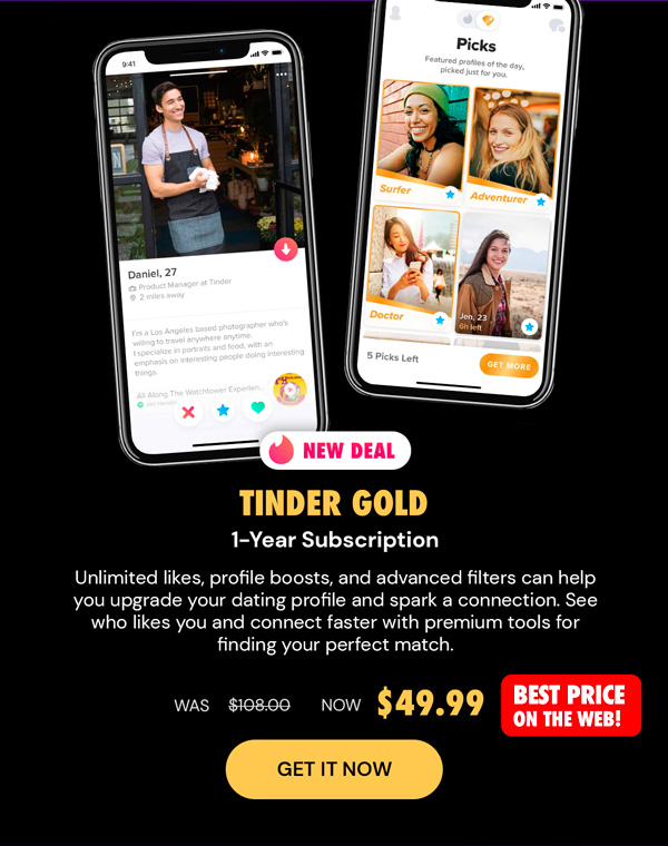 Tinder Gold: 1-Year Subscription
