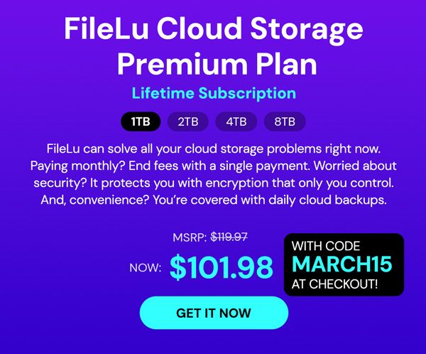 FileLu Cloud Storage Premium Plan: Lifetime Subscription (1TB-8TB)
