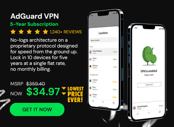 AdGuard VPN: 5-Yr Subscription