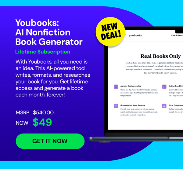 Youbooks - AI Non-Fiction Book Generator: Lifetime Subscription