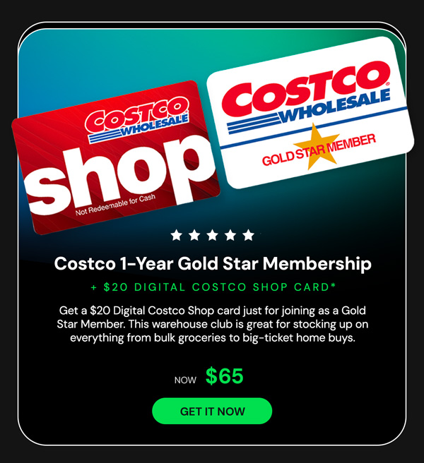 Costco 1-Year Gold Star Membership + $20 Digital Costco Shop Card