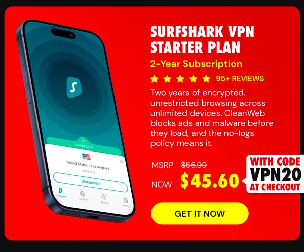 SurfShark VPN Starter Plan: 2-Yr Subscription