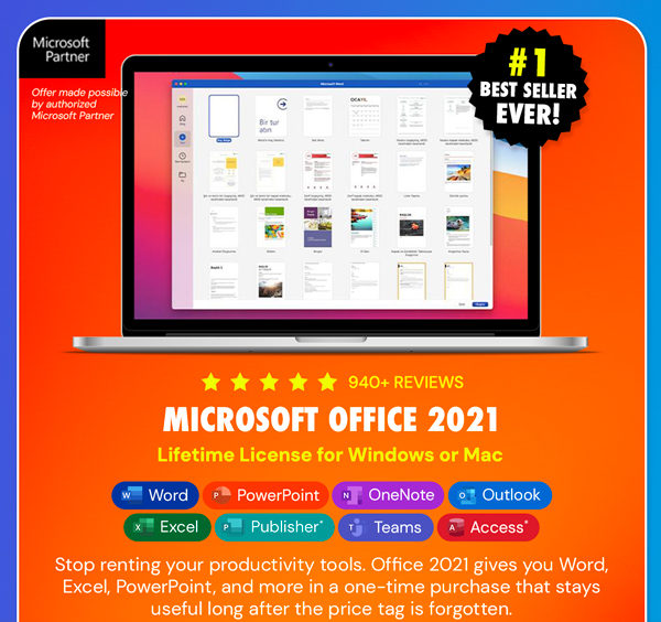 Microsoft Office Professional 2021 for Windows or Mac: Lifetime License
