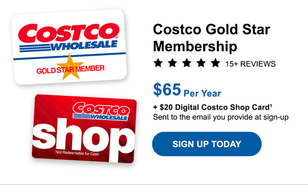 Costco 1-Year Gold Star Membership + $20 Digital Costco Shop Card