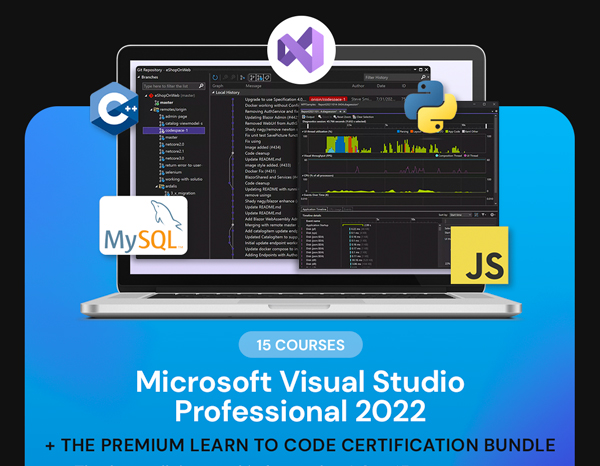 Microsoft Visual Studio Professional 2022 + The Premium Learn to Code Certification Bundle