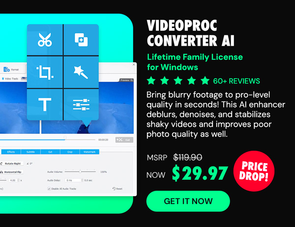 VideoProc Converter AI: Lifetime Family License (For Windows)