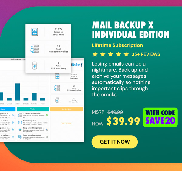 Mail Backup X Individual Edition: Lifetime Subscription
